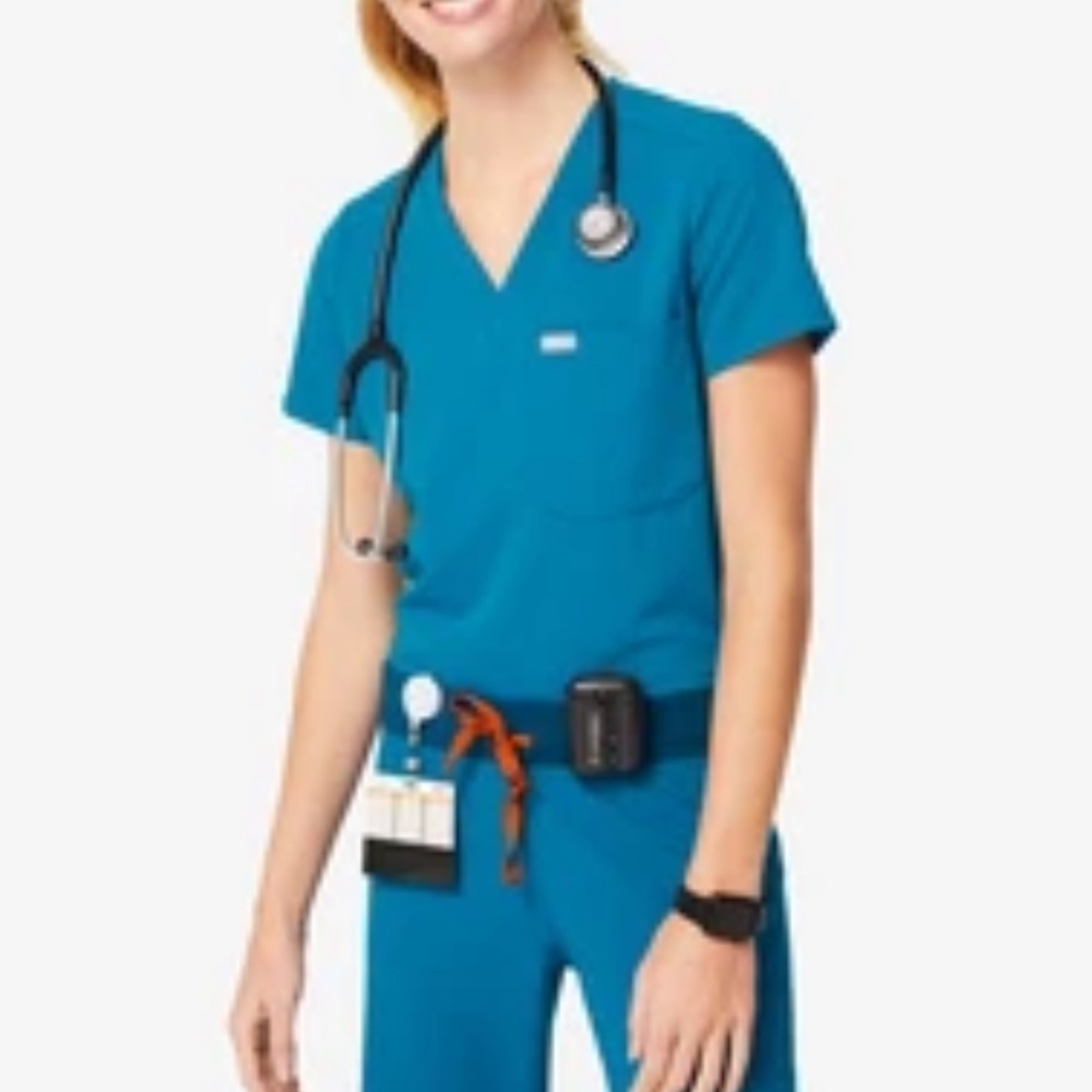 Figs caterina scrub top xxs alps blue
